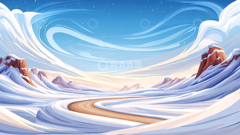 高清大图下载【趣麦麦图】雪山之路高清图片