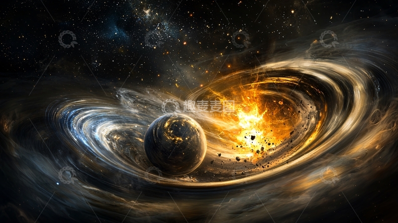 高清大图下载【趣麦麦图】黑洞吞噬星球的壮观景象