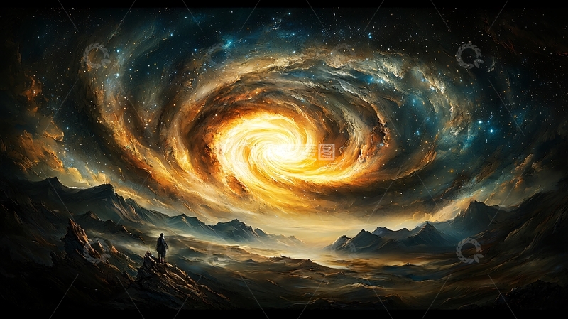 高清大图下载【趣麦麦图】宇宙漩涡与山脉