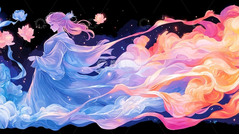 高清大图下载【趣麦麦图】梦幻仙女与彩色云雾