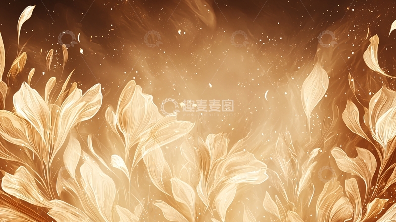 高清大图下载【趣麦麦图】金色梦幻花卉背景图