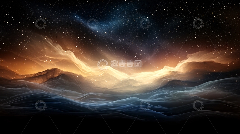 高清大图下载【趣麦麦图】星空下的云海山脉