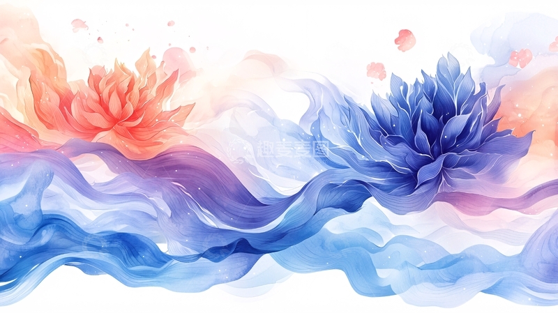 高清大图下载【趣麦麦图】水彩花卉晕染