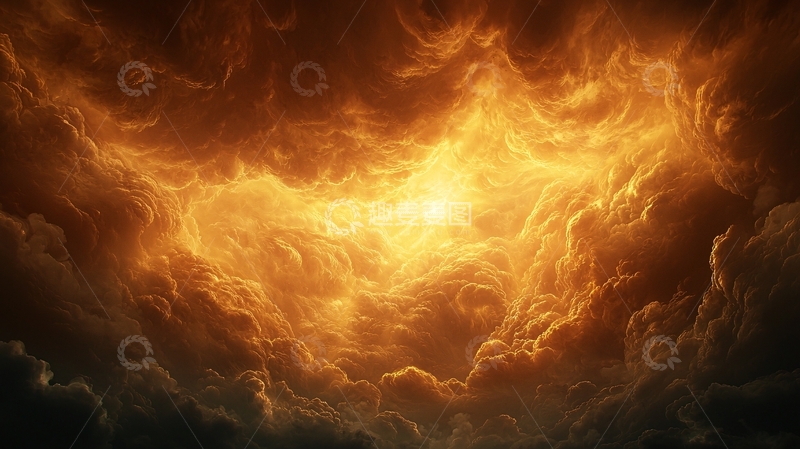 高清大图下载【趣麦麦图】金色光芒从云层中迸发