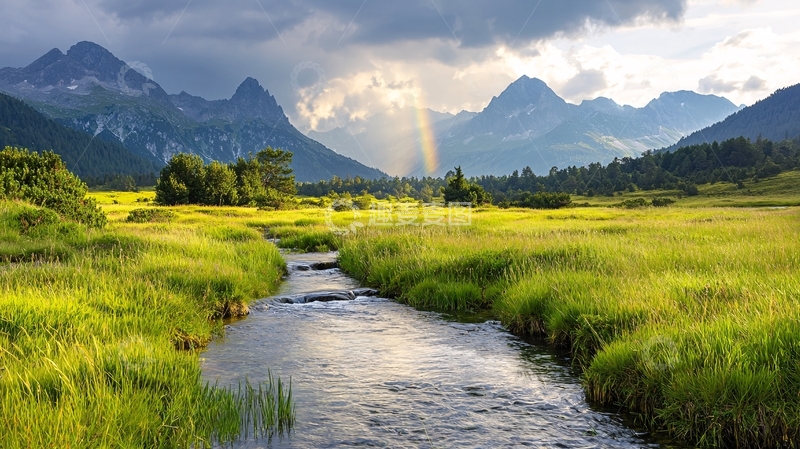 高清大图下载【趣麦麦图】山间小溪流淌的风景