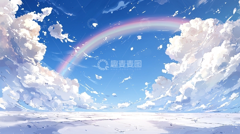 高清大图下载【趣麦麦图】蓝天白云彩虹
