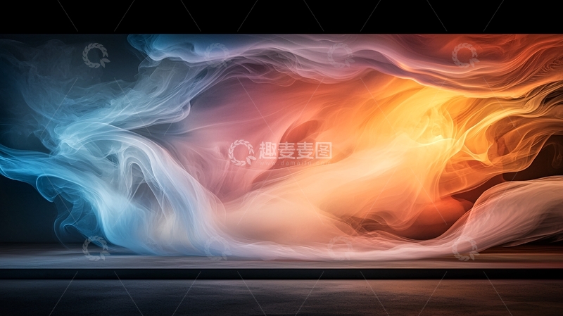 高清大图下载【趣麦麦图】蓝橙交织的梦幻烟雾