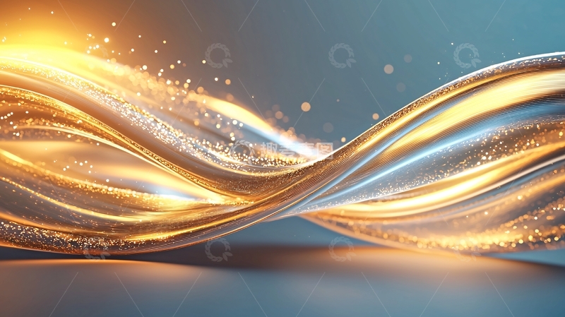 高清大图下载【趣麦麦图】金色波浪光效背景素材