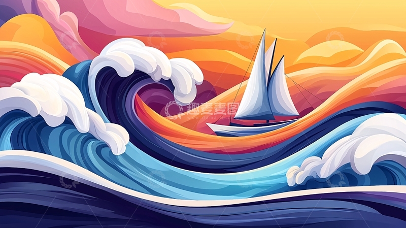 高清大图下载【趣麦麦图】波涛汹涌的海面