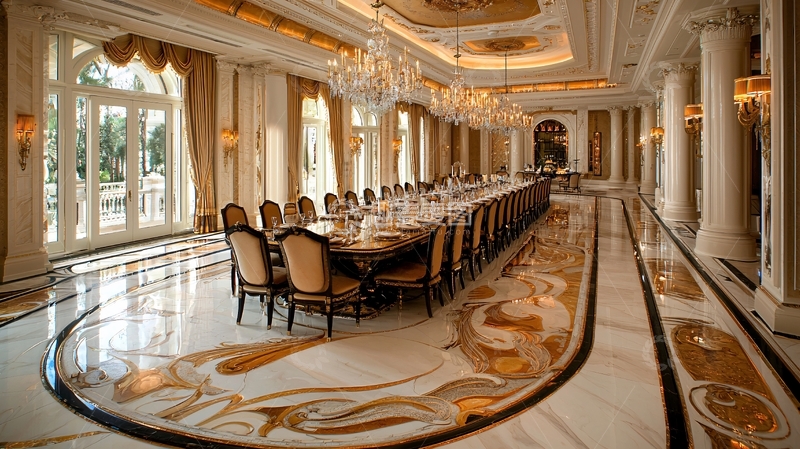 高清大图下载【趣麦麦图】豪华宴会厅长桌摆设