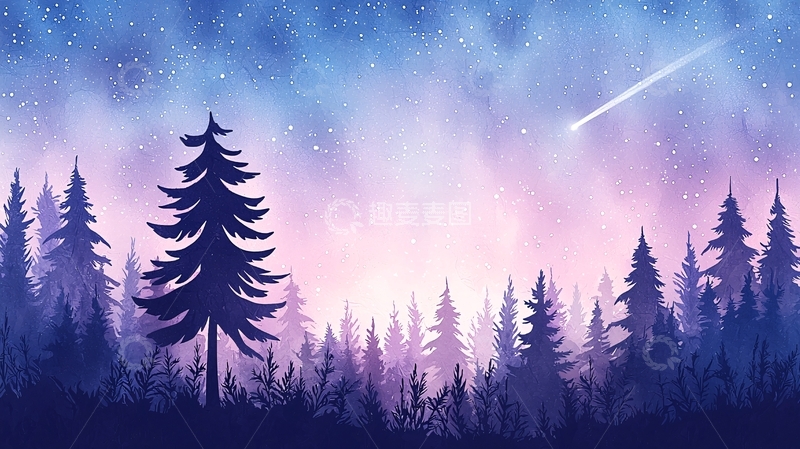 高清大图下载【趣麦麦图】星空下的森林