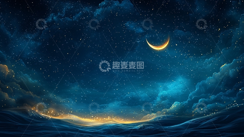 高清大图下载【趣麦麦图】夜空星月唯美背景图