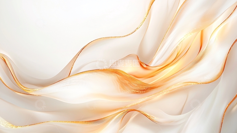 高清大图下载【趣麦麦图】金色丝带流动抽象背景