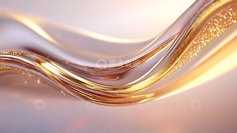 高清大图下载【趣麦麦图】金色波浪抽象艺术背景