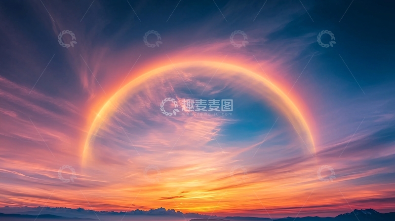 高清大图下载【趣麦麦图】梦幻天空中的金色圆弧