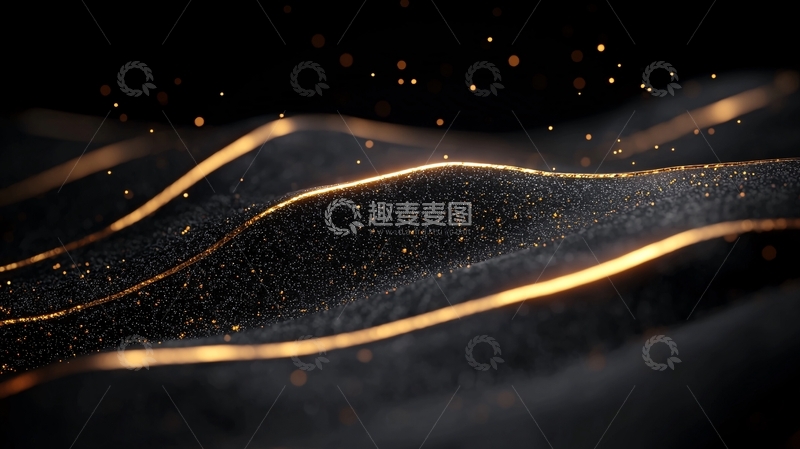 高清大图下载【趣麦麦图】金色波浪光效背景素材