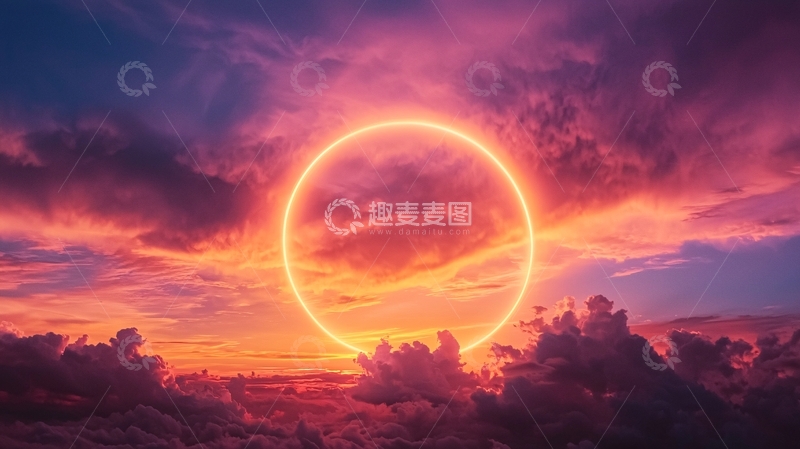 高清大图下载【趣麦麦图】圆形光环下的壮丽天空