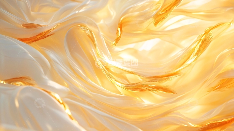 高清大图下载【趣麦麦图】金色丝带流动抽象背景