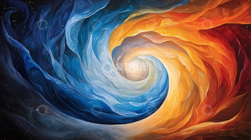 高清大图下载【趣麦麦图】蓝橙漩涡高清图片
