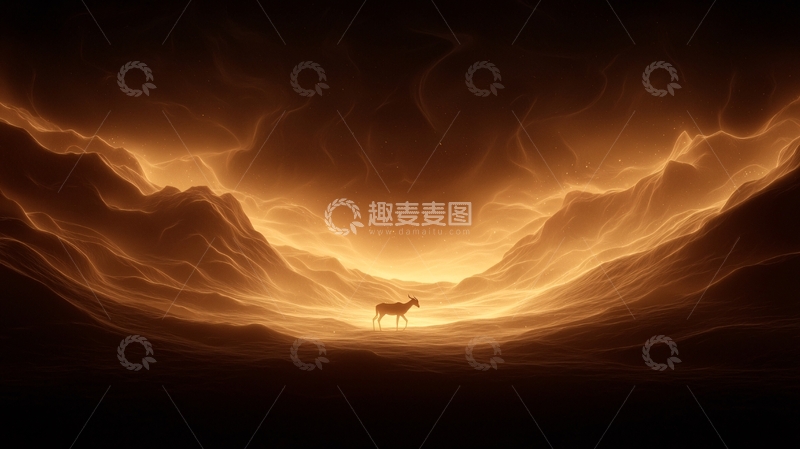 高清大图下载【趣麦麦图】山间孤鹿夜景