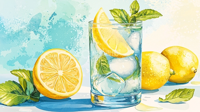 高清大图下载【趣麦麦图】柠檬冰饮清新夏日插画