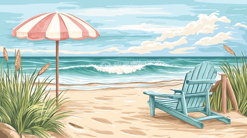 高清大图下载【趣麦麦图】海滩躺椅高清图片