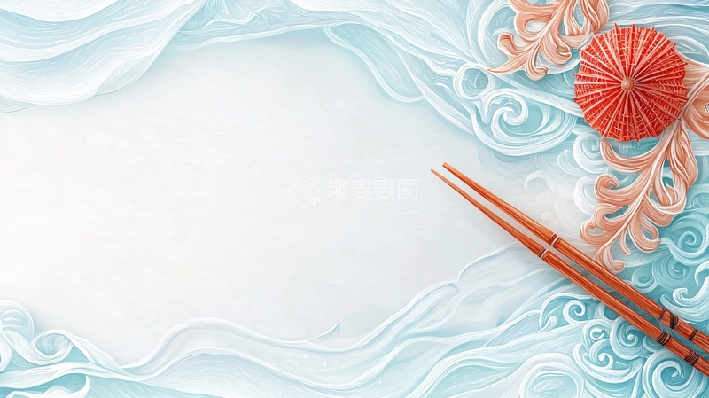 高清大图下载【趣麦麦图】淡雅水波纹红色装饰物筷子