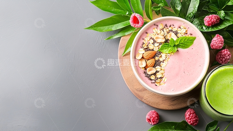 高清大图下载【趣麦麦图】粉色健康早餐碗