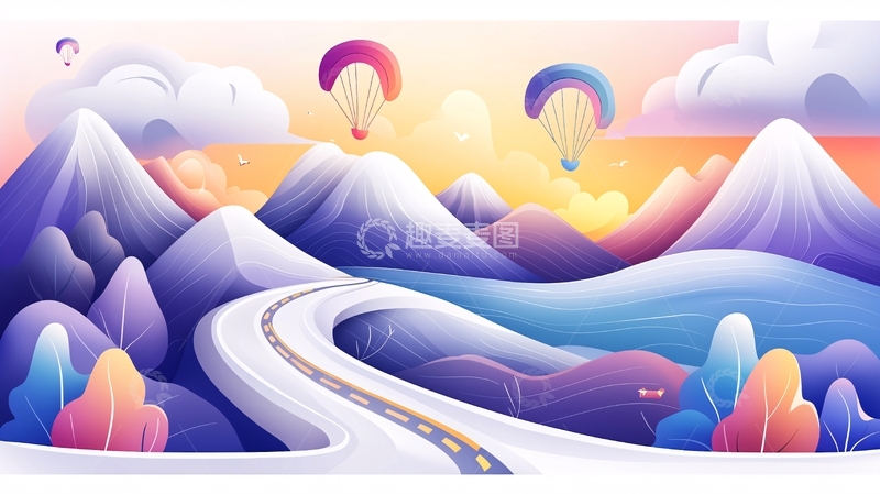 高清大图下载【趣麦麦图】卡通山水风景