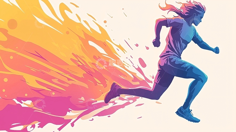 高清大图下载【趣麦麦图】奔跑的运动员身后拖着火焰