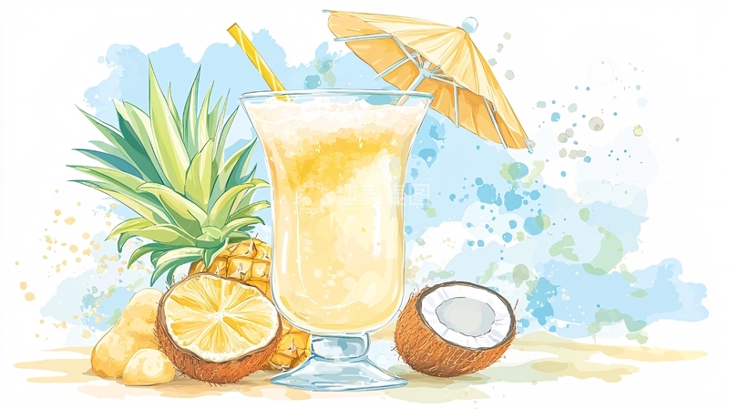 高清大图下载【趣麦麦图】菠萝椰子饮品