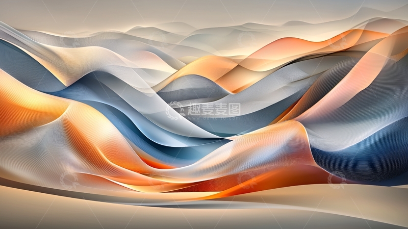 高清大图下载【趣麦麦图】抽象曲线柔和色彩