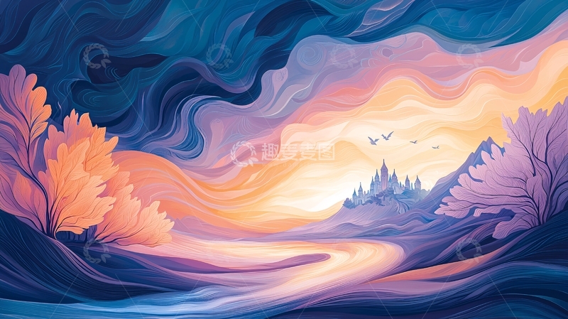 高清大图下载【趣麦麦图】抽象风景油画
