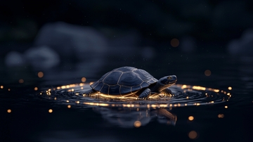 夜色中的乌龟与光斑