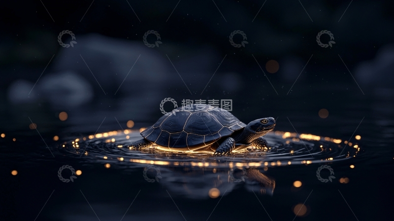 高清大图下载【趣麦麦图】夜色中的乌龟与光斑