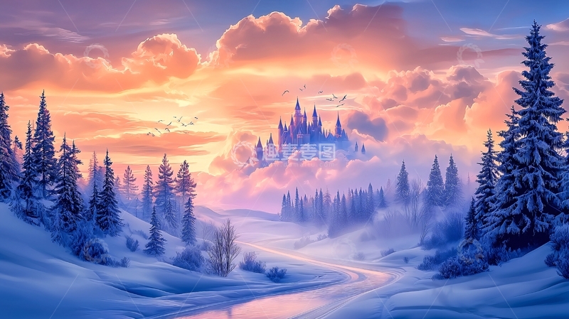 高清大图下载【趣麦麦图】童话城堡冬日梦境
