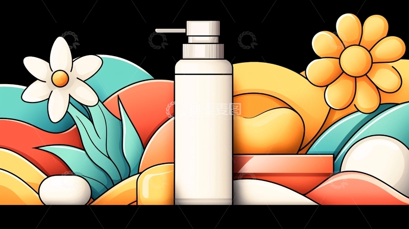 高清大图下载【趣麦麦图】白色瓶子和鲜花的抽象艺术