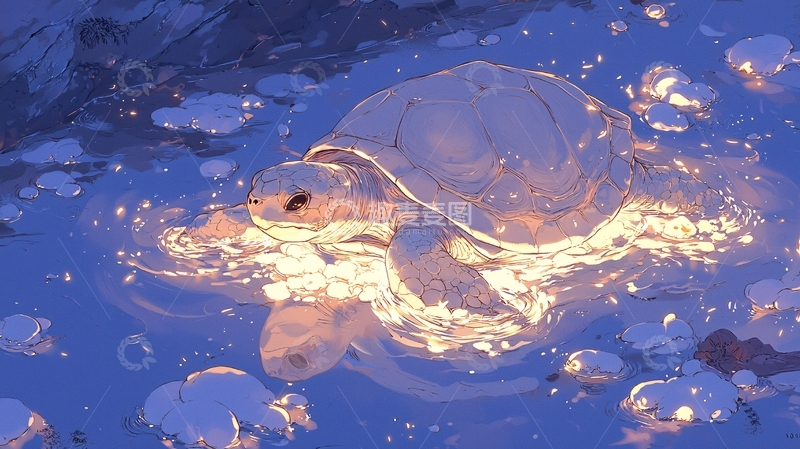 高清大图下载【趣麦麦图】海龟在水中游泳