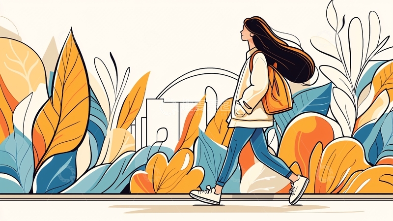 高清大图下载【趣麦麦图】现代女性漫步街头背景图