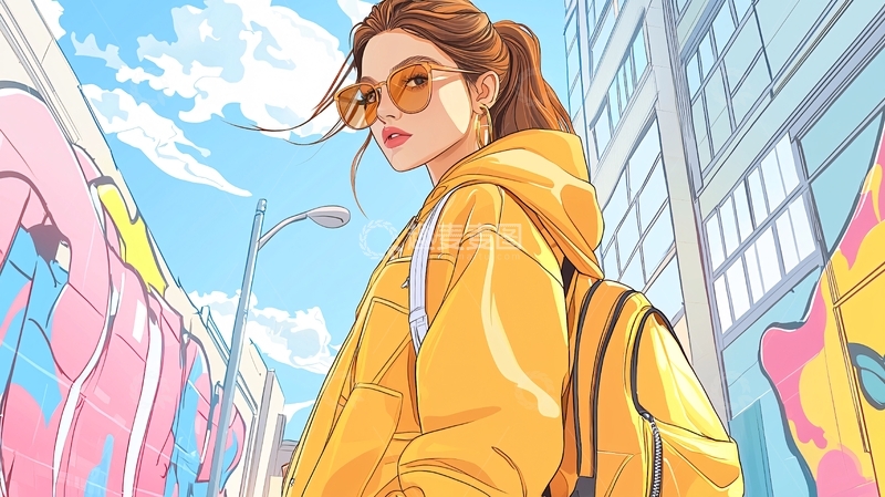 高清大图下载【趣麦麦图】街头风少女高清图片