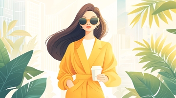 自信职场女性阳光漫步