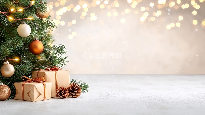高清大图下载【趣麦麦图】圣诞树和礼物盒背景