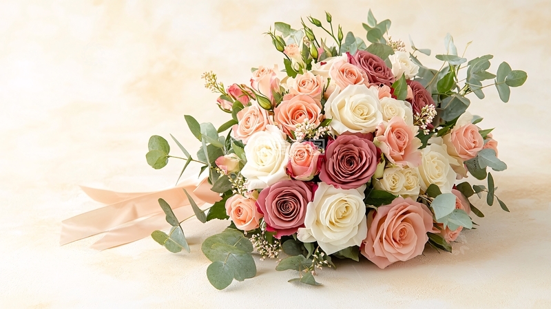 高清大图下载【趣麦麦图】一束粉色和白色玫瑰花