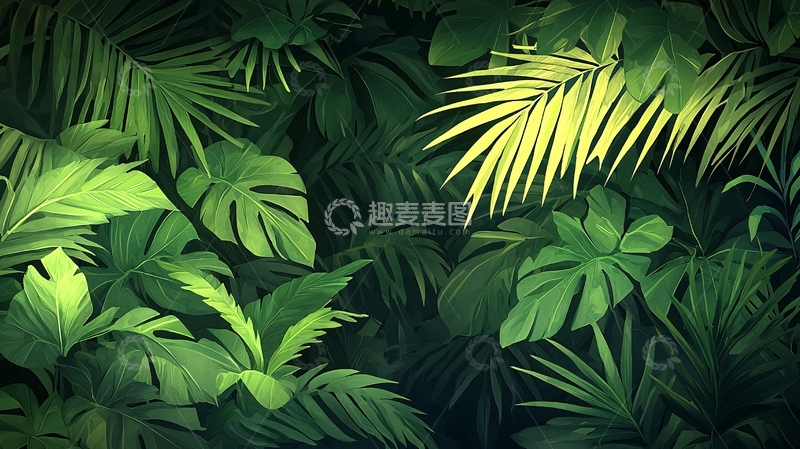 高清大图下载【趣麦麦图】热带雨林植物背景图