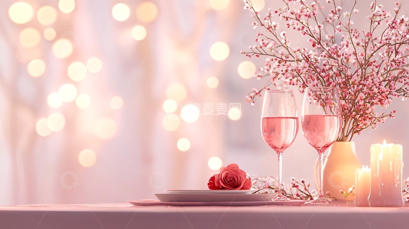 高清大图下载【趣麦麦图】粉色浪漫气氛餐桌