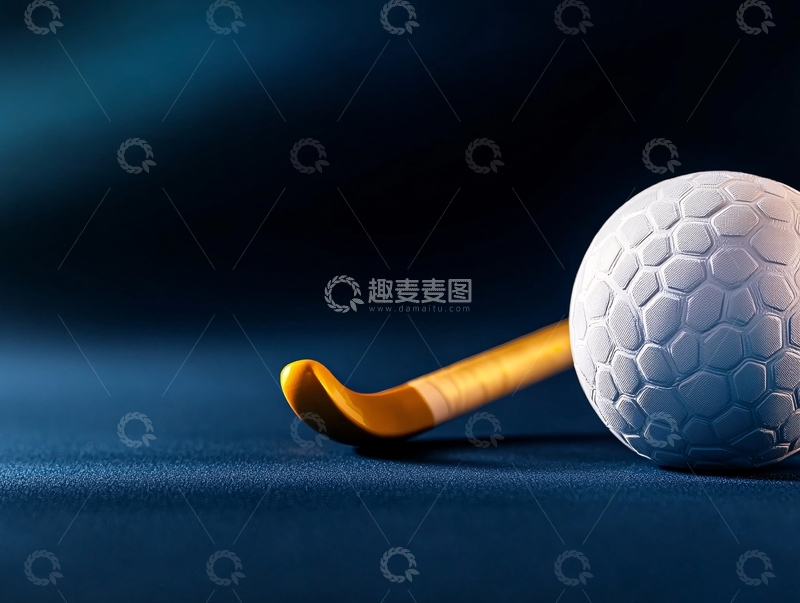 高清大图下载【趣麦麦图】曲棍球杆与球的特写