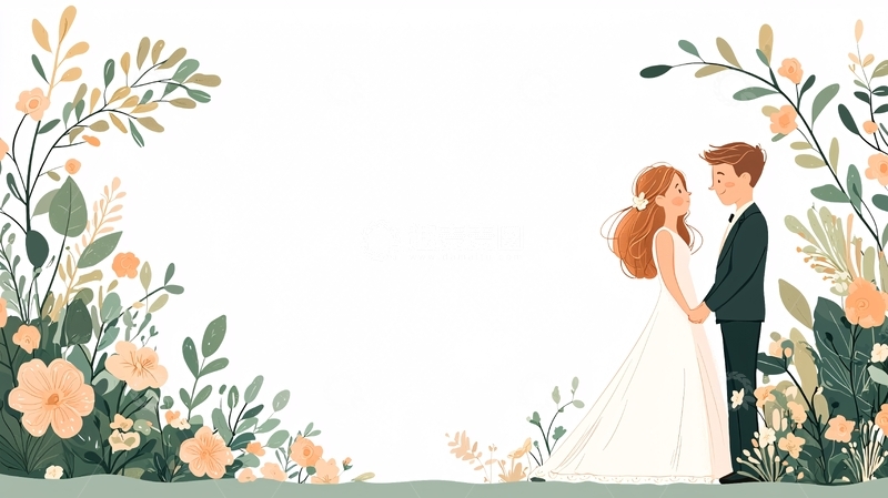 高清大图下载【趣麦麦图】婚礼夫妇花卉背景