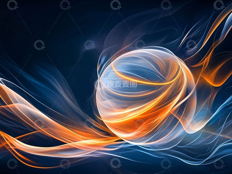 高清大图下载【趣麦麦图】抽象光线流动球体