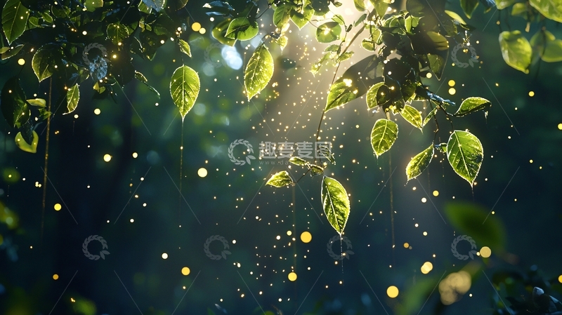 高清大图下载【趣麦麦图】阳光透过树叶的梦幻场景