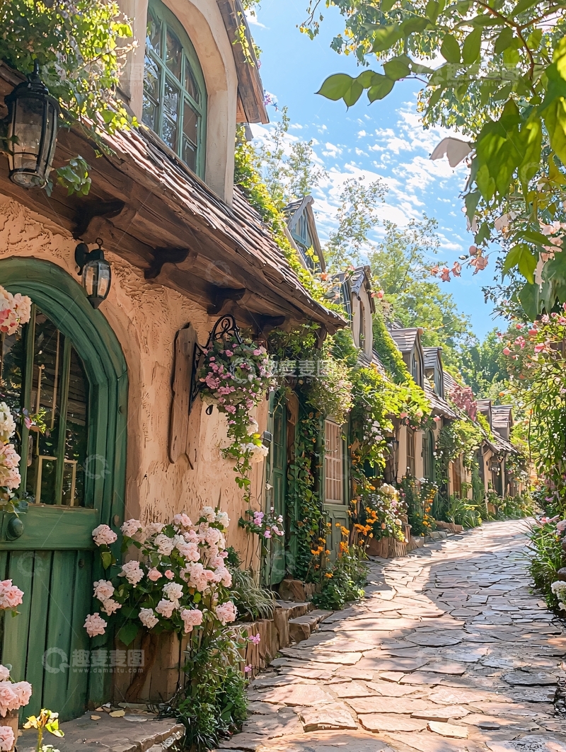高清大图下载【趣麦麦图】童话小屋鲜花环绕